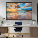 Serene Beach Sunset Wall Art | Coastal Ocean Canvas Print |