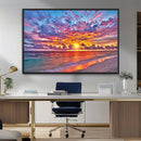 Vibrant Sunset Beach Wall Art - Ocean Sunset Canvas Print |