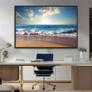 Serene Ocean Sunset Canvas Wall Art - Beach Waves at Sunset,