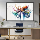 Watercolor Vibrant Octopus Wall Art Canvas Print | Abstract