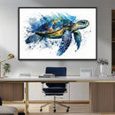 Turtle Wall Art Canvas Print, Framed Watercolor Turtle Art
