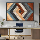 Geometric Wood Art Wall Decor Canvas Print, Rustic Wooden