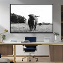 Black and White Highland Cow Wall Art Canvas Print | Rustic