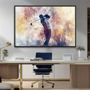Abstract Watercolor Golf Player Wall Art Canvas Print