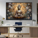 Golden Buddha Wall Art Canvas Print | Zen Meditation Floral