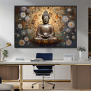Golden Buddha Wall Art Canvas Print | Zen Meditation Floral