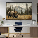 Rustic Grizzly 399 Bear Family Wall Art Canvas Print