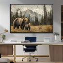 Rustic Grizzly 399 Bear Family Wall Art Canvas Print
