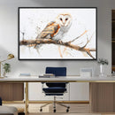 Barn Owl Wall Art on Branch | Stunning Canvas Print for