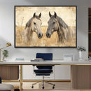 Chines Ink Style Grunge Horses Wall Art Canvas Print