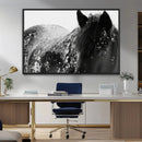 Black Horse in Snow Canvas Print | Winter Horse Wall Art |