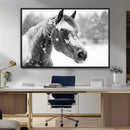 Black Horse Winter Wall Art | Ready to Hang and Framed |