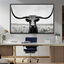 Longhorn Bull Canvas Print | Rustic Farmhouse Wall Art |