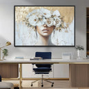 Golden Petal Wall Art - Canvas Print Flower Head Woman