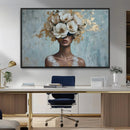 Golden Petal Wall Art - Petal Silhouette Woman Wall Art by MyGreatCanvas | Canvas Wall Art Prints | Photo Prints & Wall Decor