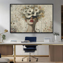 Abstract Floral Women Patel Wall Art Canvas Print