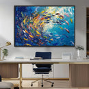 Colorful Swirling Fish School Wall Art Canvas Print |