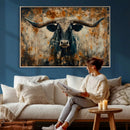 Longhorn Wall Art – Rustic Western Bull Canvas Print, Modern