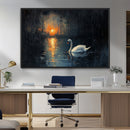 Abstract Swan on Water Wall Art Canvas Print - Elegant