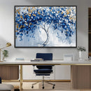 Blue and Gold Abstract Tree Wall Art Canvas Print | Modern
