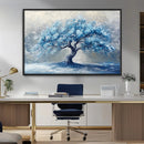 Abstract Blue Tree Art Canvas Print, Majestic Tree Wall Art