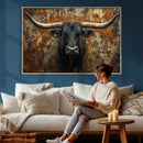 Longhorn Texas Cow Bull Wall Art | Rustic Farmhouse Canvas by MyGreatCanvas | Canvas Wall Art Prints | Photo Prints & Wall Decor