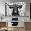 Abstract Longhorn Bull Wall Art Canvas Print - Rustic Texas