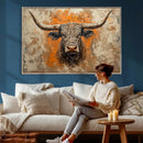 Abstract Cow Longhorn Bull Wall Art Canvas Print - Rustic by MyGreatCanvas | Canvas Wall Art Prints | Photo Prints & Wall Decor