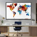 Colorful World Map Canvas Wall Art Print, Contemporary