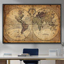 Vintage World Map Wall Art Canvas – Antique Style Push Pin