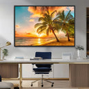 Tropical Sunset Beach Canvas Wall Art Print – Vibrant Palm by MyGreatCanvas | Canvas Wall Art Prints | Photo Prints & Wall Decor