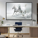 Large Wall Art Canvas Print – Beautiful Running White Horses