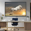 Large Wall Art Canvas Print – White Jumping Horse Sunset