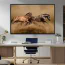 Large Wall Art Canvas Print – Two Running Brown Horses