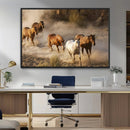 Large Wall Art 5 Horses Running on Sand Canvas Print