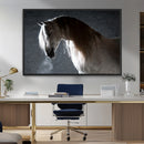 Large Wall Art Cream Colored Horse on Grey Background Canvas