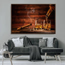 Whiskey and Cigar Wall Art Canvas | 3 Panel Bar Room Decor by MyGreatCanvas | Canvas Wall Art Prints | Photo Prints & Wall Decor
