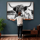 Highland Cow Wall Art – Black and White Framed Farmhouse by MyGreatCanvas | Canvas Wall Art Prints | Photo Prints & Wall Decor