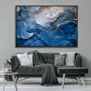Navy Blue Canvas Art Abstract Print – Elegant Triptych