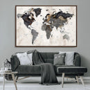 Abstract Map Printing - Modern World Map Canvas Wall Art for