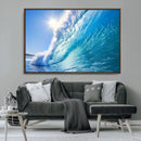 Blue Big Wave Surfing Ocean Canvas Wall Art Artwork Print
