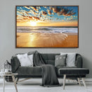 Golden Sunset Beach Print Canvas Wall Art, Giclee Canvas
