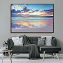 Tranquil Pastel Sunset Beach Triptych Canvas Art, Soothing