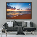 Serene Ocean Sunset Canvas Print, Golden Hour Beach Wall