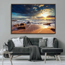 Golden Hour Beach Sunset Canvas Triptych, Ocean Waves and by MyGreatCanvas | Canvas Wall Art Prints | Photo Prints & Wall Decor