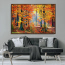 Autumn Red Forest Triptych Canvas Wall Art Print, Forest