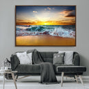 Golden Sunset Ocean Waves Wall Art Canvas Print – Multi
