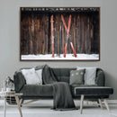 Vintage Ski Gear Canvas Print, Vintage Ski Gear Against