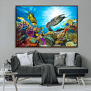Aquatic Life Sea Turtles Fish Wall Art Canvas Print