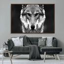 Black and White Wild Wolf Wall Art Canvas Print
